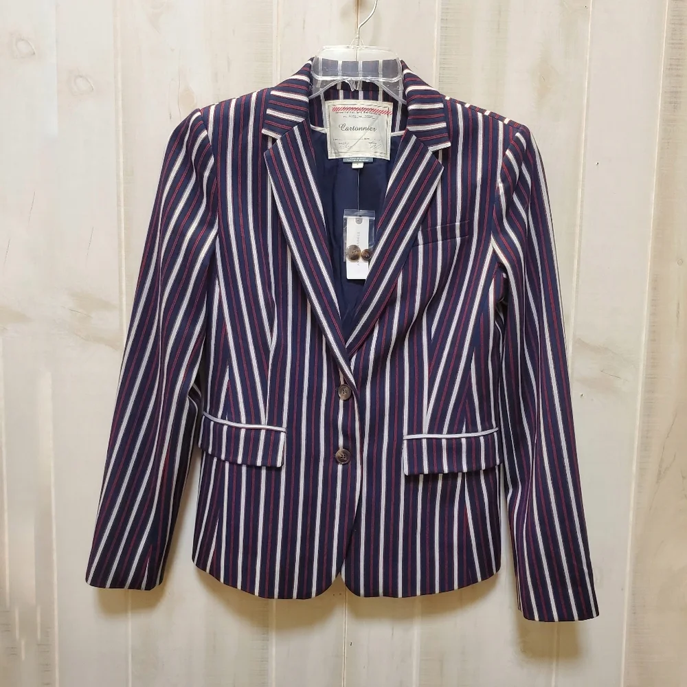 NWT Cartonnier Striped Blazer with Pockets! NEW size S - Picture 1 of 16